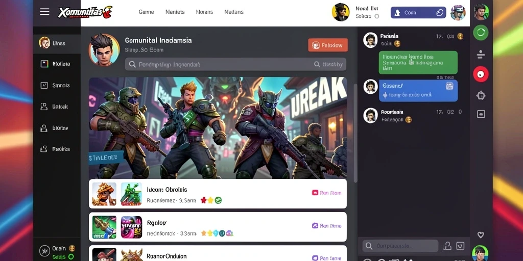 Screenshot ketiga: Menunjukkan fitur interaksi dengan komunitas game.